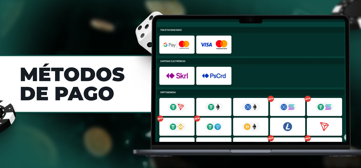 Formas de pago disponibles en SpinBetter